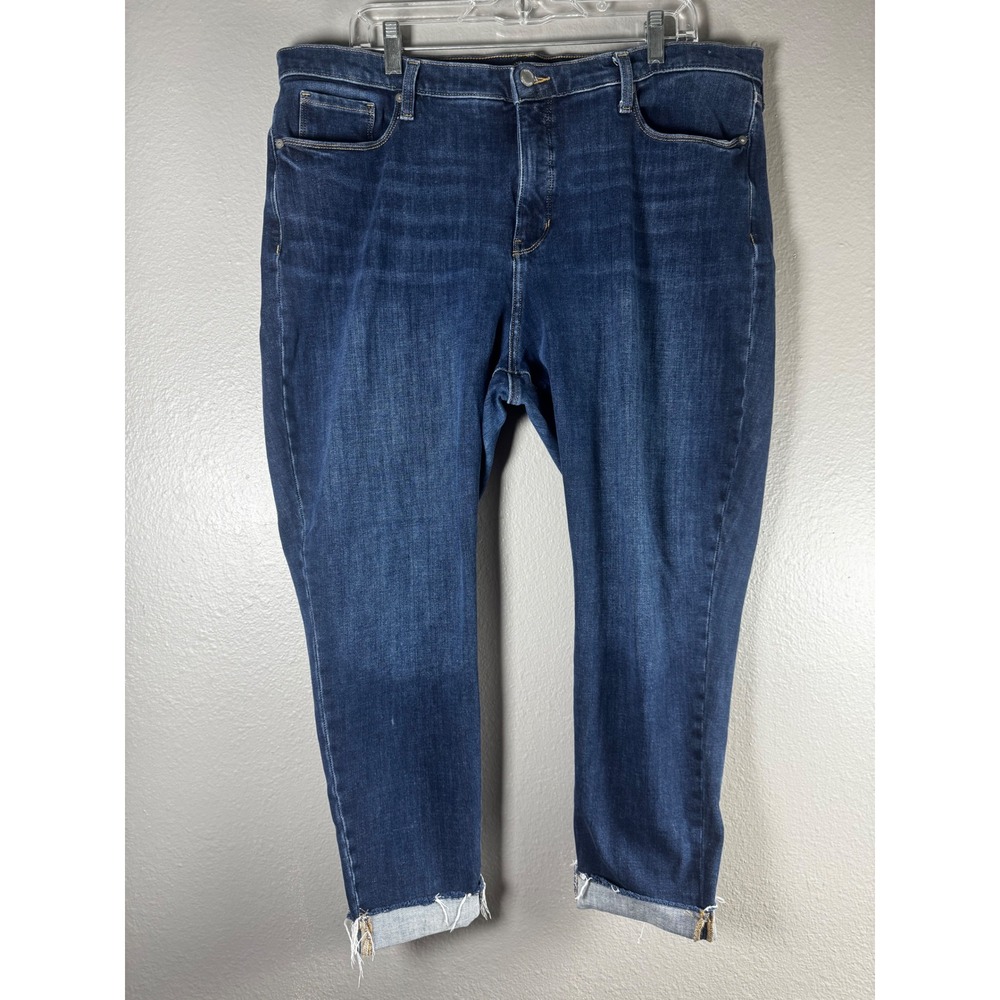 Banana Republic Mid Rise Skinny Jeans Womens 34 Blue Premium Denim Raw Hem